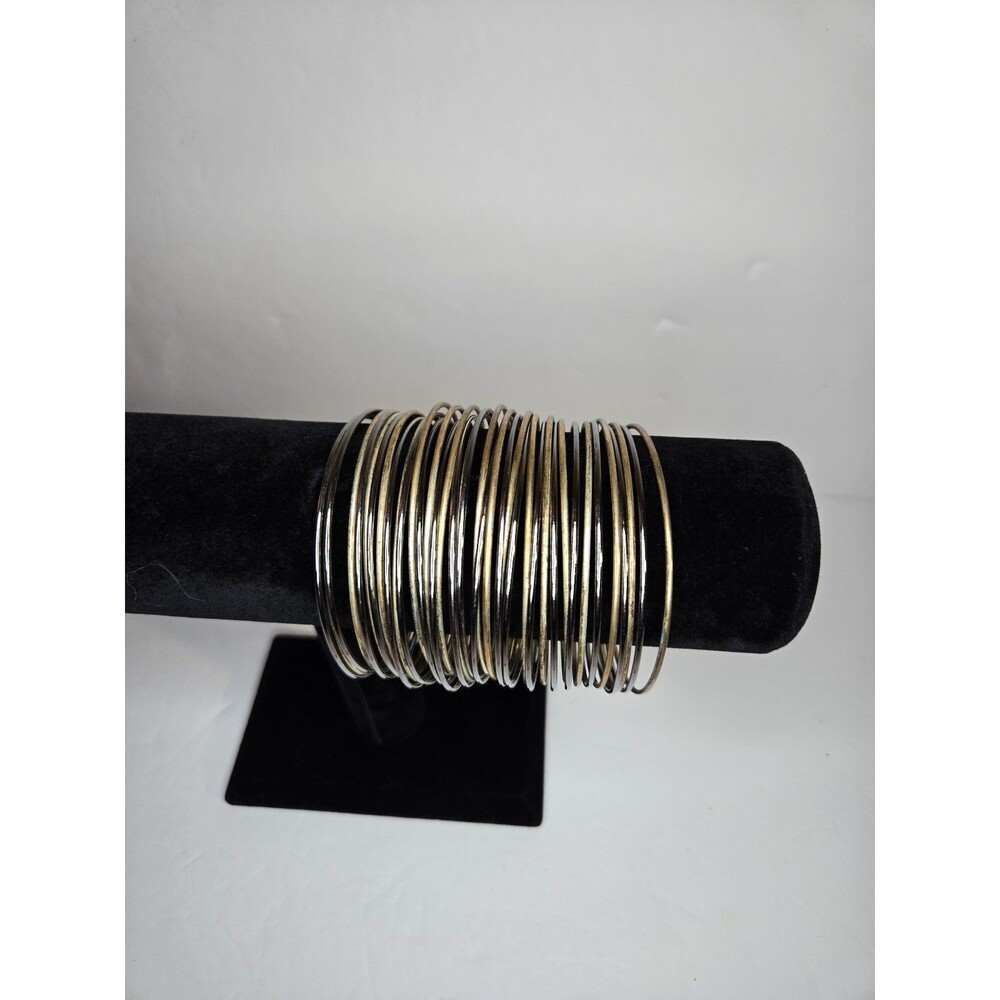 Wide Cuff Bracelet Mixed Metal Bangle